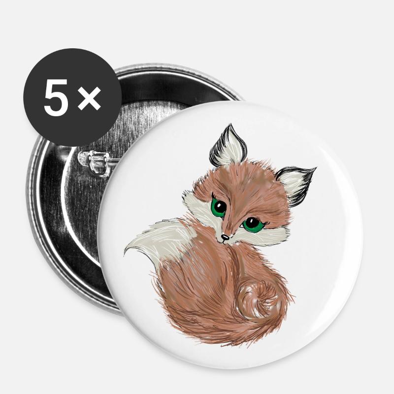 Sweet Fox - vixen hand drawn, illustration - Buttons large 2.2''/56 mm (5-pack) - white