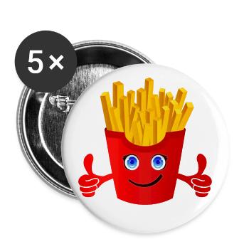 Happy Fries (pouce en l'air) - Lot de 5 grands badges (56 mm) - blanc - Devant