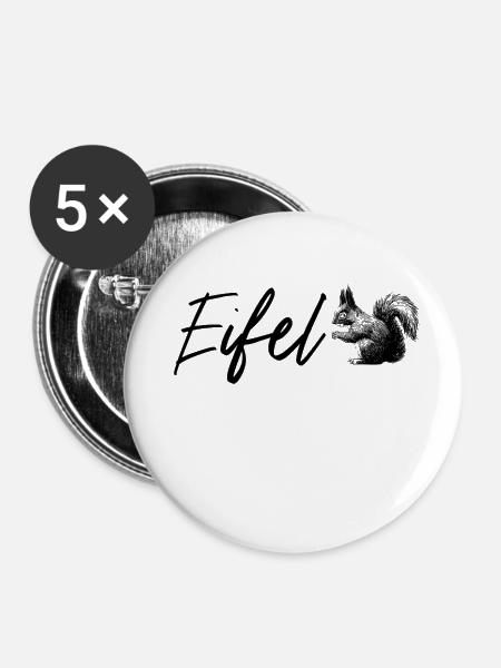 Eifel Eichhörnchen Natur - Buttons groß 56 mm (5er Pack) - Weiß