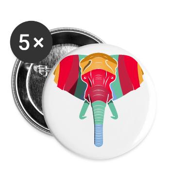 Colourful Elephant - Buttons large 2.2''/56 mm (5-pack) - white - Front