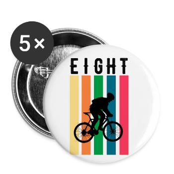 Dirtbiker Geschenk für Kinder 8. Geburtstag Retro - Buttons groß 56 mm (5er Pack) - Weiß - Vorne