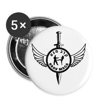 Krav Maga Martial Arts Round Sword Wing Emblem - Buttons large 2.2''/56 mm (5-pack) - white - Front