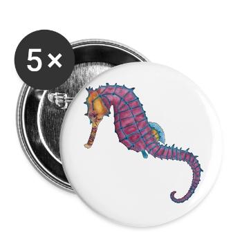 Hippocampe - Lot de 5 grands badges (56 mm) - blanc - Devant