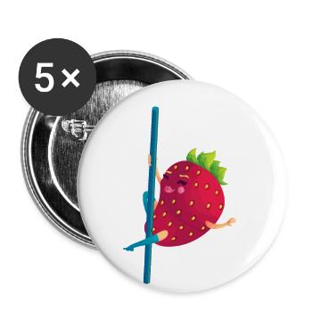 Danse Fruits d’été Drôle de dessin animé Fraise - Lot de 5 grands badges (56 mm) - blanc - Devant