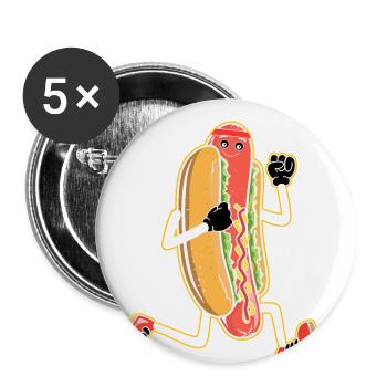 Hot Dog Stirnband Lauband Fitness Läufer Laufen - Buttons groß 56 mm (5er Pack) - Weiß - Vorne