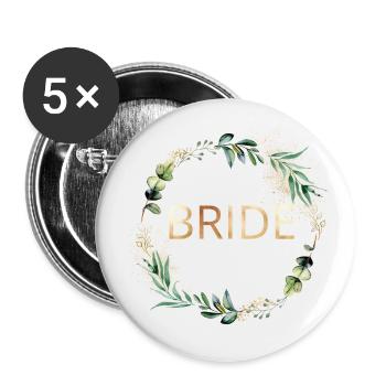Team Bride! personalisierbar - Buttons groß 56 mm (5er Pack) - Weiß - Vorne