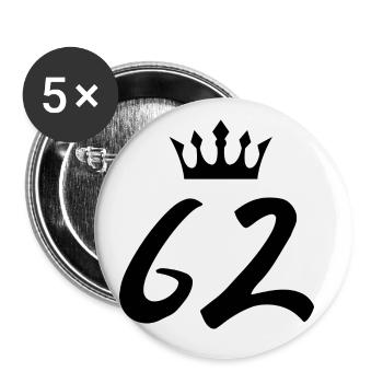 62 Couronne numérique - Lot de 5 grands badges (56 mm) - blanc - Devant