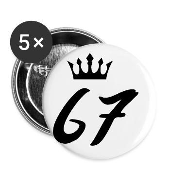 67 Zahl Krone - Buttons groß 56 mm (5er Pack) - Weiß - Vorne