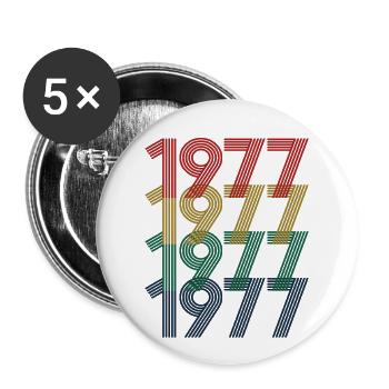 Cool Retro 1977, 45 Jahre alt, Geschenk zum 45. Geburtstag - Buttons groß 56 mm (5er Pack) - Weiß - Vorne