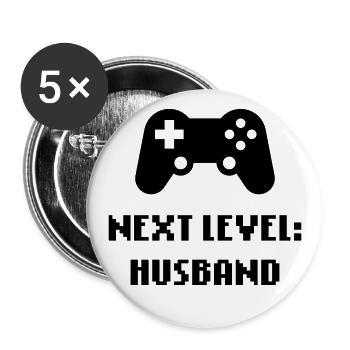 Next Level: Husband (Groom / Wedding) - Buttons large 2.2''/56 mm (5-pack) - white - Front