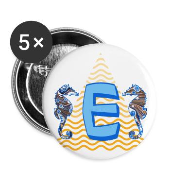 hippocampe e 262 e - Lot de 5 grands badges (56 mm) - blanc - Devant