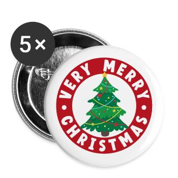 Sehr fröhlicher Weihnachtsbaum - Buttons groß 56 mm (5er Pack) - Weiß - Vorne