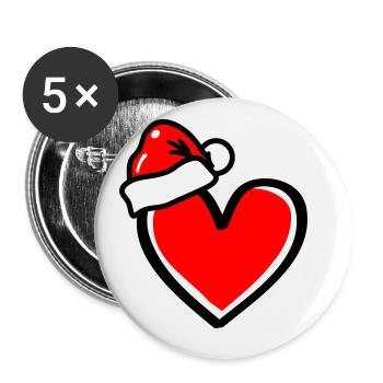 Coeur Noël Noël - Lot de 5 grands badges (56 mm) - blanc - Devant