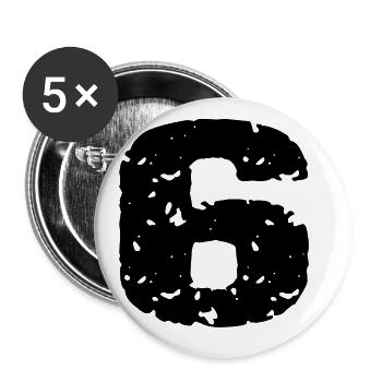 6 Zahl Trikot - Buttons groß 56 mm (5er Pack) - Weiß - Vorne