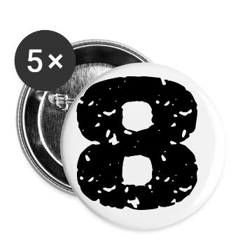 8 Zahl Trikot - Buttons groß 56 mm (5er Pack) - Weiß - Vorne