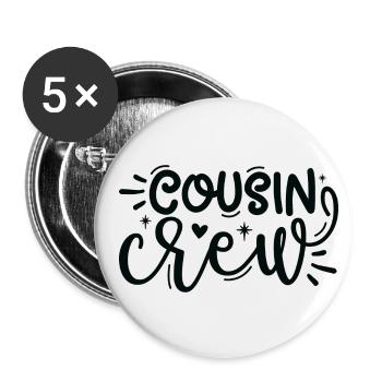 Cousin Crew Familie Family XMas - Buttons groß 56 mm (5er Pack) - Weiß - Vorne