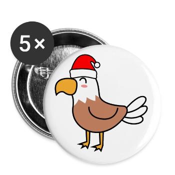 Adler Comic Weihnachten Xmas - Buttons groß 56 mm (5er Pack) - Weiß - Vorne