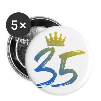 35 Numéro Couronne - Lot de 5 grands badges (56 mm) - blanc - Devant