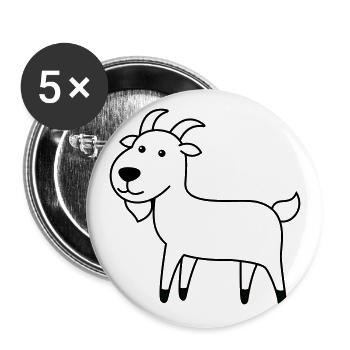 Mountain Goat Comic Animal - Buttons large 2.2''/56 mm (5-pack) - white - Front