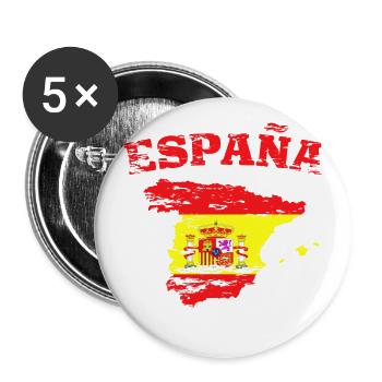 Carte du drapeau de l’Espagne utilisée - Lot de 5 grands badges (56 mm) - blanc - Devant