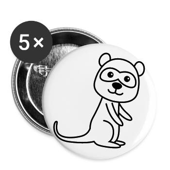 Suricate Comic Animal - Lot de 5 grands badges (56 mm) - blanc - Devant