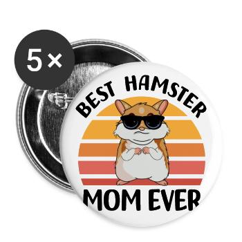 Hamster - Lot de 5 grands badges (56 mm) - blanc - Devant