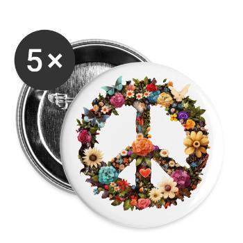 Peace Symbol, Peace Sign, Peace, Freedom - Buttons large 2.2''/56 mm (5-pack) - white - Front