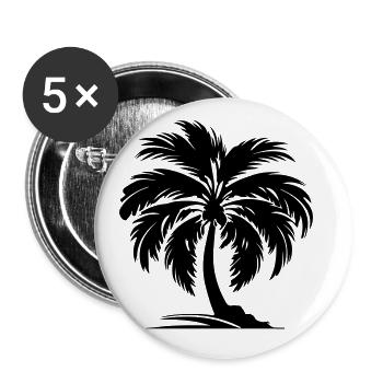 Palme Silhouette Symbol - Buttons groß 56 mm (5er Pack) - Weiß - Vorne