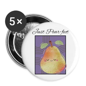 Just Pear-fect - Buttons groß 56 mm (5er Pack) - Weiß - Vorne