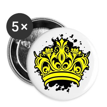 Krone Symbol Klecks - Buttons groß 56 mm (5er Pack) - Weiß - Vorne