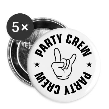 Party Crew Hand Symbol - Buttons large 2.2''/56 mm (5-pack) - white - Front