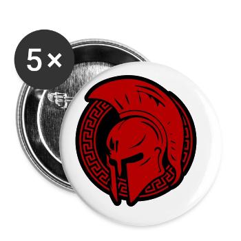 Spartaner Helm Gladiator Sparta - Buttons groß 56 mm (5er Pack) - Weiß - Vorne