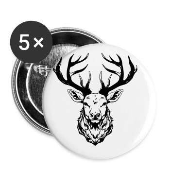 Deer Head - Buttons large 2.2''/56 mm (5-pack) - white - Front