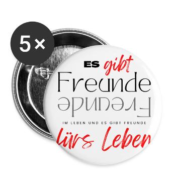Beste Freunde FREUND Kumpel Kumpels - Buttons groß 56 mm (5er Pack) - Weiß - Vorne