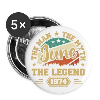 June 1974 The Man, The Myte, The legend, June 1974 - Buttons groß 56 mm (5er Pack) - Weiß - Vorne