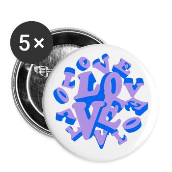 LOVE Haufen Flieder - Buttons groß 56 mm (5er Pack) - Weiß - Vorne