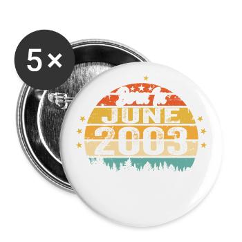 Born in June 2003 Birthday Gift June 2003 - Buttons groß 56 mm (5er Pack) - Weiß - Vorne