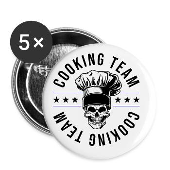 Skeleton Cooking Team - Buttons large 2.2''/56 mm (5-pack) - white - Front