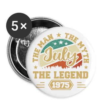 Juillet 1975 L’Homme, le Myte, La légende, juillet 1975 - Lot de 5 grands badges (56 mm) - blanc - Devant