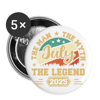 July 2025 The Man, The Myte, The legend, Juli 2025 - Buttons groß 56 mm (5er Pack) - Weiß - Vorne