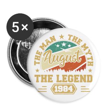Légendaire depuis août 1984 Millésime 1984 août - Lot de 5 grands badges (56 mm) - blanc - Devant