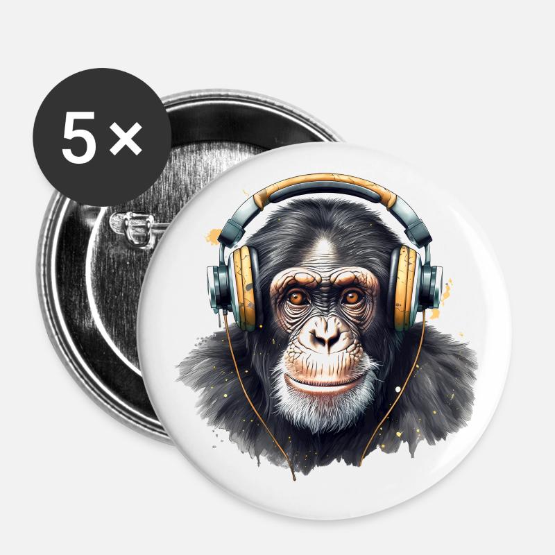 Groovy Chimp - Buttons large 2.2''/56 mm (5-pack) - white