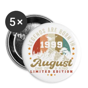 Les légendes sont nées en août 1999 Août 1999 - Lot de 5 grands badges (56 mm) - blanc - Devant