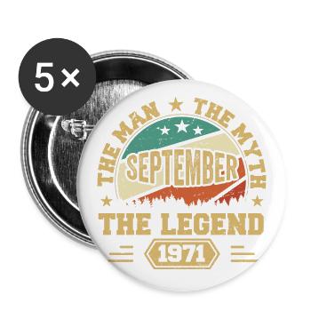 Legendary since September 1971 Retro 1971 September - Buttons large 2.2''/56 mm (5-pack) - white - Front