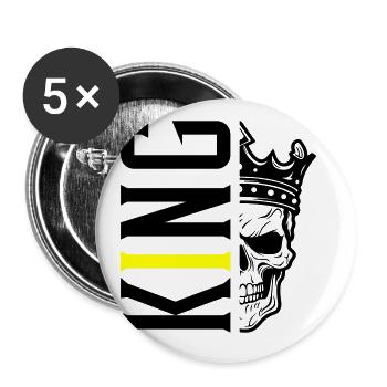 King Skull - Buttons large 2.2''/56 mm (5-pack) - white - Front