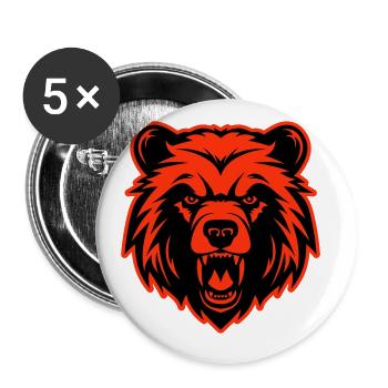 Bear Head - Buttons large 2.2''/56 mm (5-pack) - white - Front