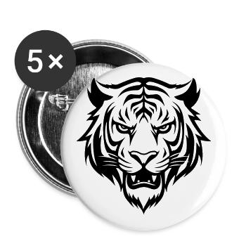 Tête de tigre - Lot de 5 grands badges (56 mm) - blanc - Devant