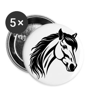 Horse Head - Buttons large 2.2''/56 mm (5-pack) - white - Front