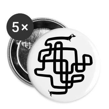 Hot Dog - Langer Spaziergang mit Dackel - Buttons groß 56 mm (5er Pack) - Weiß - Vorne