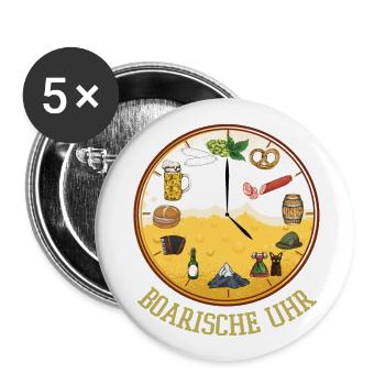 Boarisch Bayerisch Leberkas Leberkäse Weißwurst - Buttons groß 56 mm (5er Pack) - Weiß - Vorne